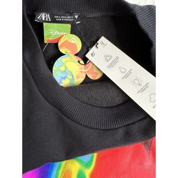 Zara Disney Mickey Mouse Black Multicolored Sweatshirt Size Large NWT - Picture 7 of 8